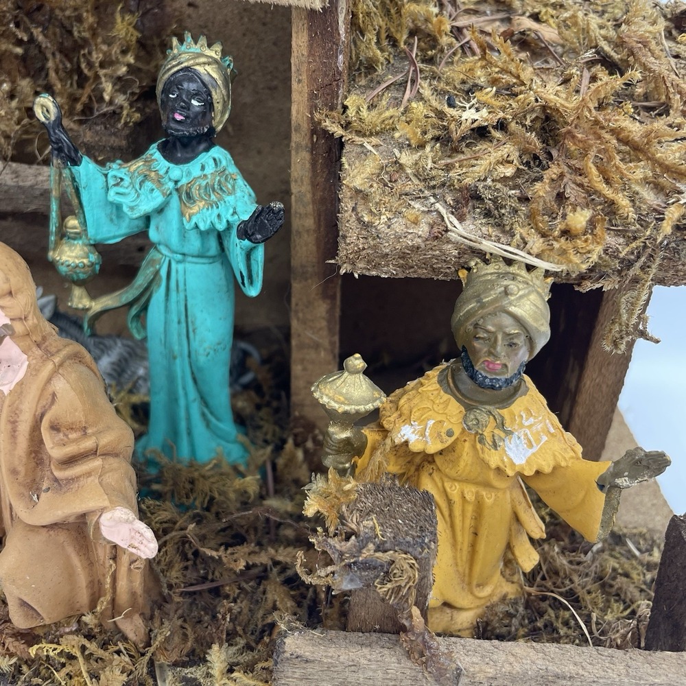 Vintage 1950's Nativity Set 8 Arial Figurines Stable Made in Italy Christmas‎ - Picture 5 of 16